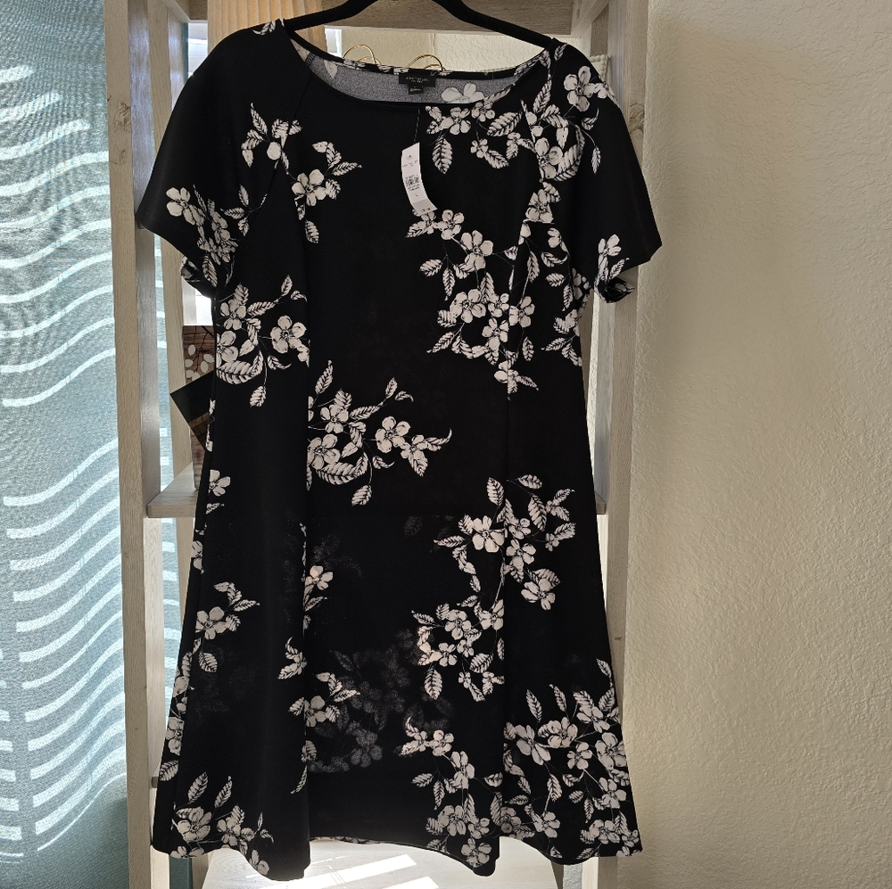 NWT Ann Taylor black and white floral dress sz L